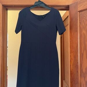 Banana Republic Navy Textured Midi Sheath Dress